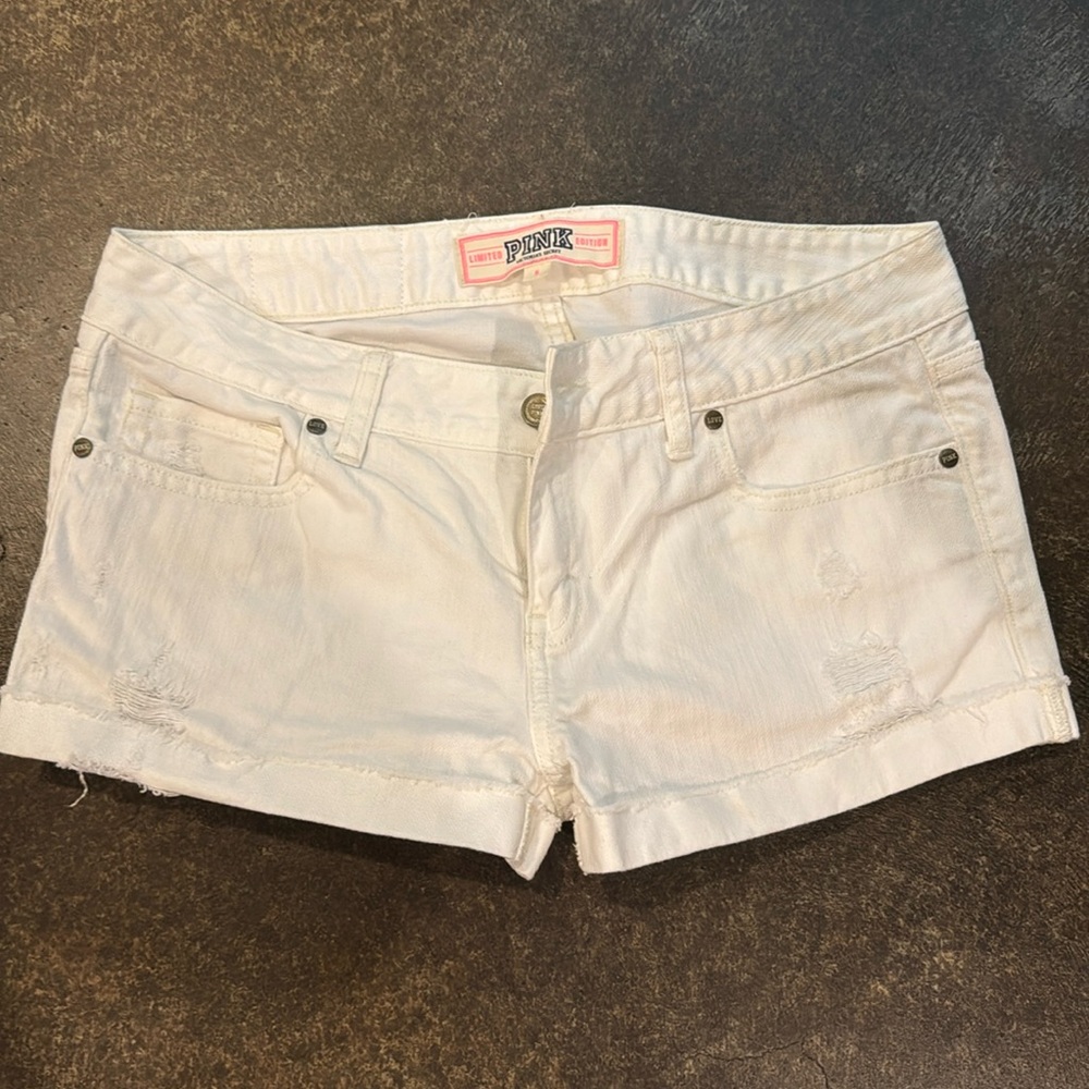 Victoria’s Secret Pink White Denim Shorts Size 8